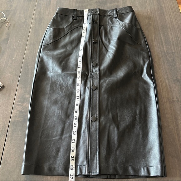 NWT LBV Faux Leather Button Up Pencil Midi Skirt 2 - Picture 10 of 13